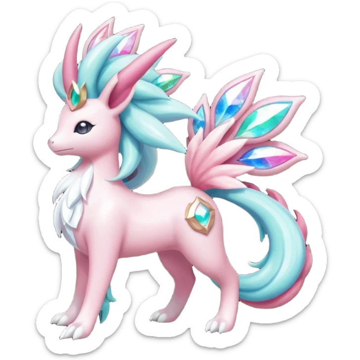Celestial Magical sparkly shiny glittery Shaymin-Suicune-Milotic-Amaura-Pokémon-Fakémon-fusion, full body sticker