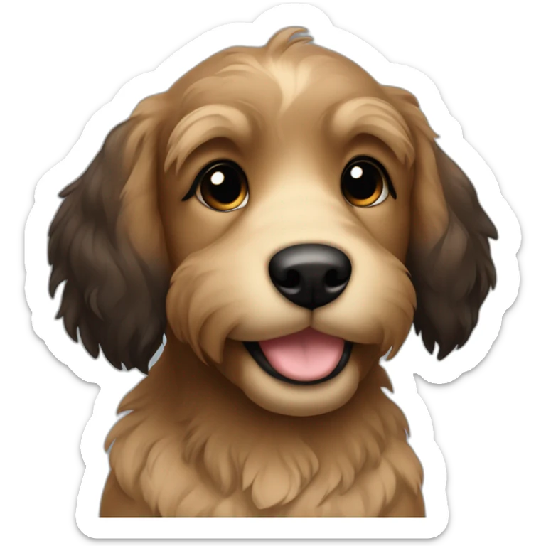 bouvier fawn brown and black puppy face very long hair smiling sticker