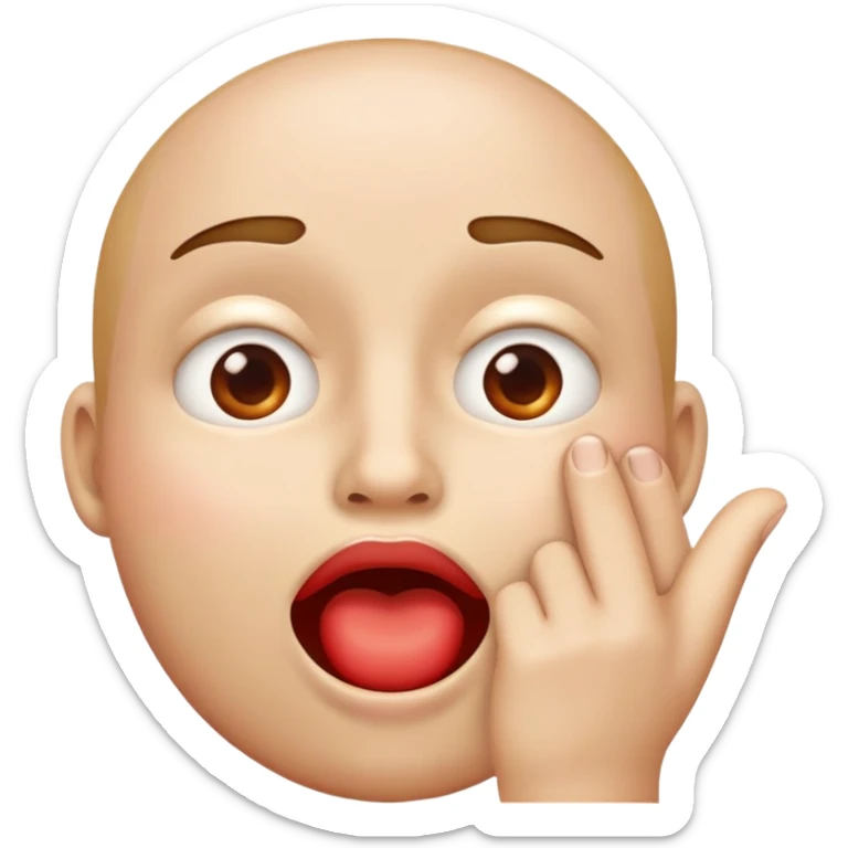 emoji style face fusing hand over mouth and flushed face, hand over mouth, wide open eyes, red cheeks sticker