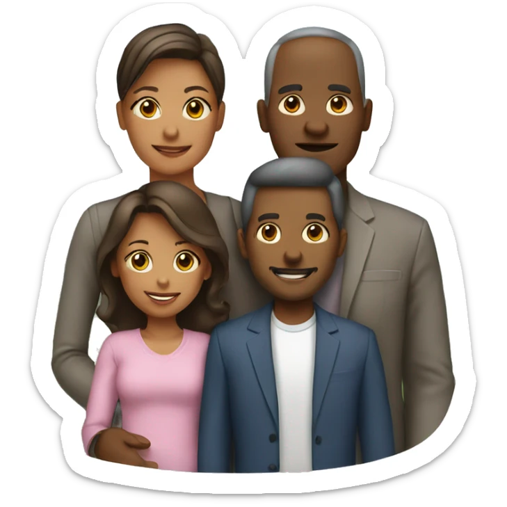 a family of four, husband, wife, daughter and a son sticker