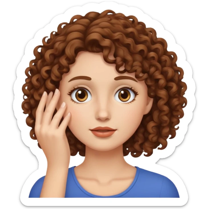 Female face palm with fair skin and brown curly hair  sticker