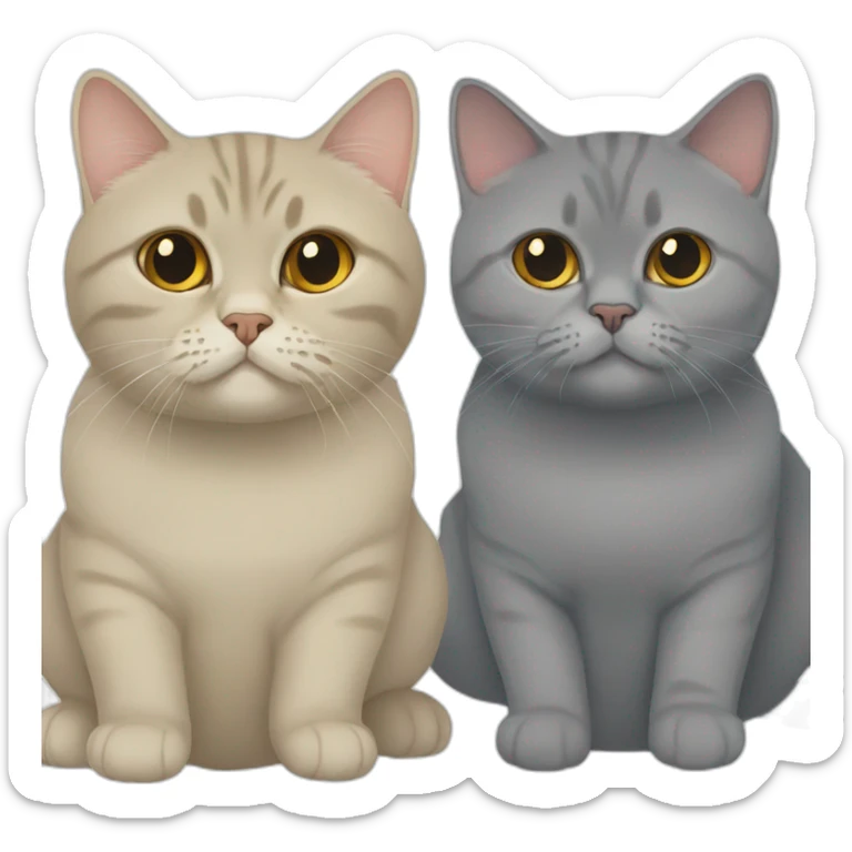 A golden British shorthair next to a grey British shorthair sticker