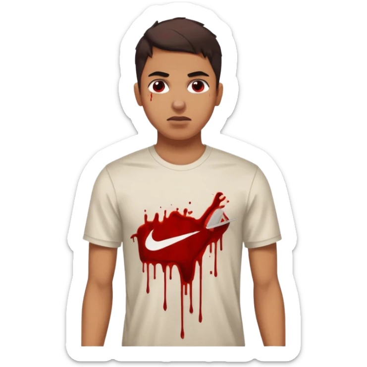 Ragazzo con la maglia della Nike e fighissimo con sangue addosso che dice Gabriele è il migliore! sticker