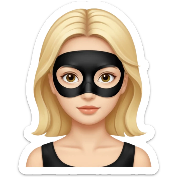 young woman with black facial treatment mask, skincare style. sticker