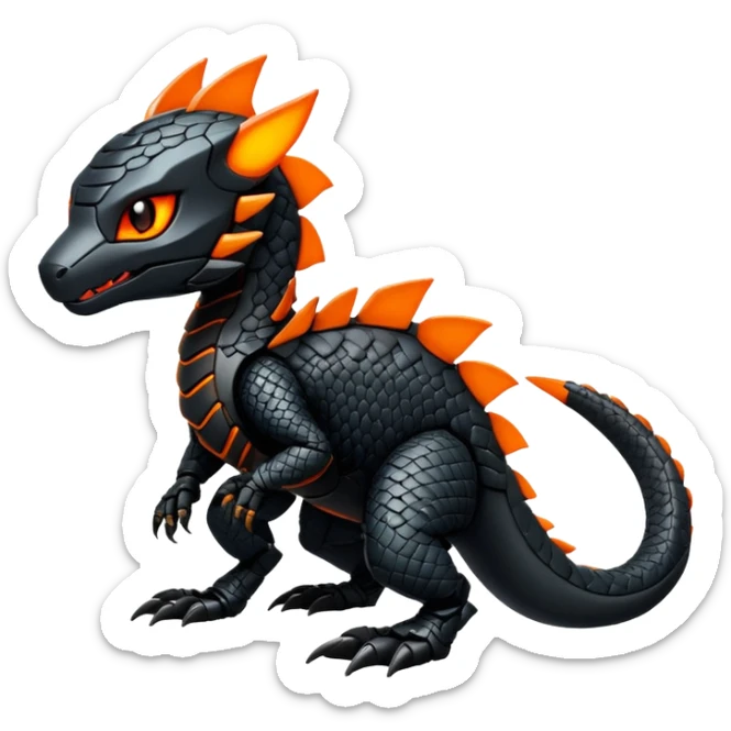 Modern Futuristic Scaly Cyber-Salandit-Litten-Hybrid (Full body) sticker