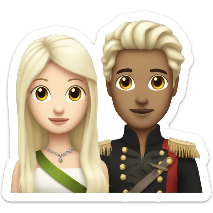 white skin prince with dark straight hair with a white blonde prince  sticker