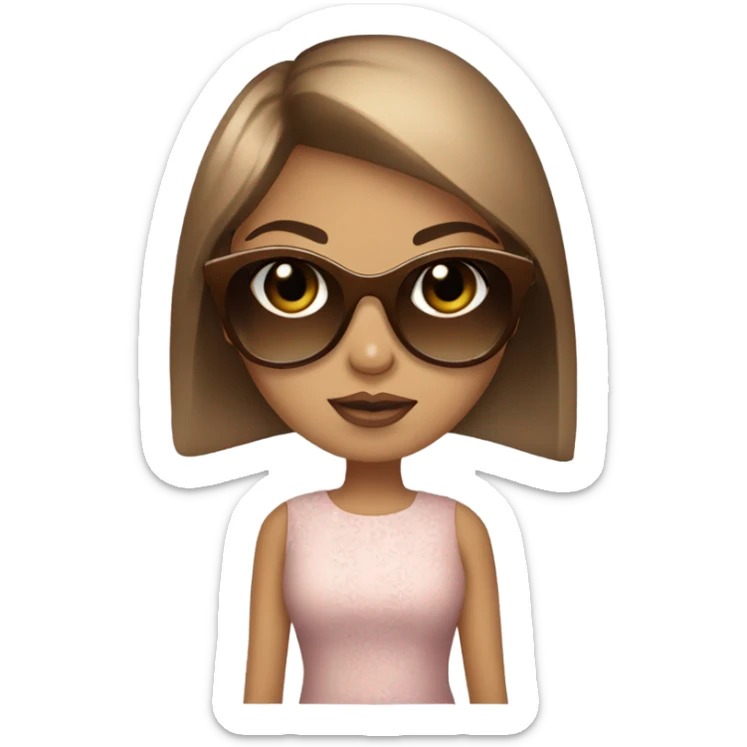 Girl with lightbrown straight hair,big eyelashes ,big doe eyes brown,Dressed fancy with sunglasses diva sticker