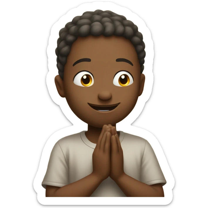 A smiley with hands clasped in prayer, looking up at the marketplace logo, symbolizing hope for good sales. sticker