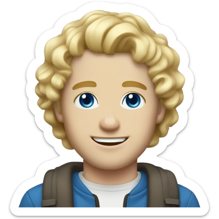 full body light curl blonde 30yo man blue eyed pale skin sticker