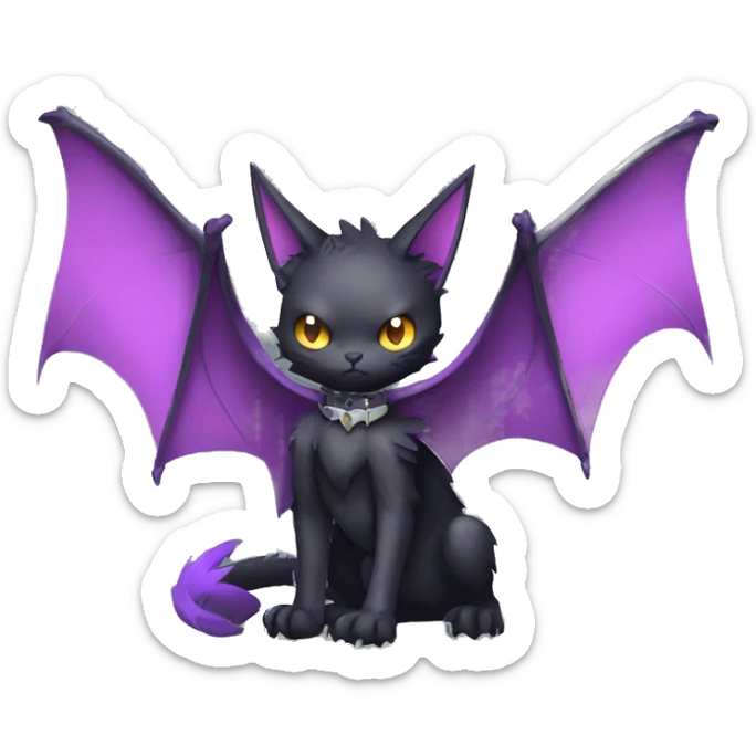 cool edgy black punk Purple nargacuga-bat-cat-Fakemon collar full body sticker