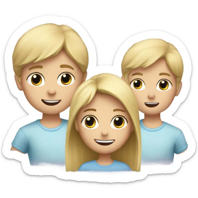Little blond girl and two younger brothers all throwing a fit sticker