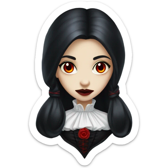 vampire girl, red eyes, black long hair, victorian dress sticker