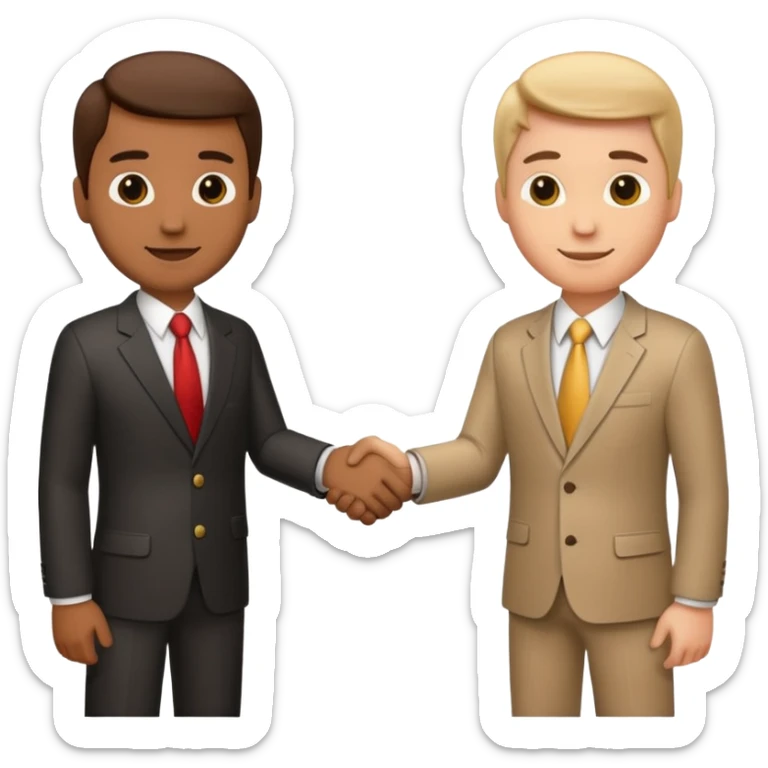 Businessman handshake, iOS emoji style, apple emoji design, clean and simple, no text sticker