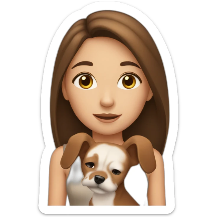 Girl with brown hair and little brown dog sticker
