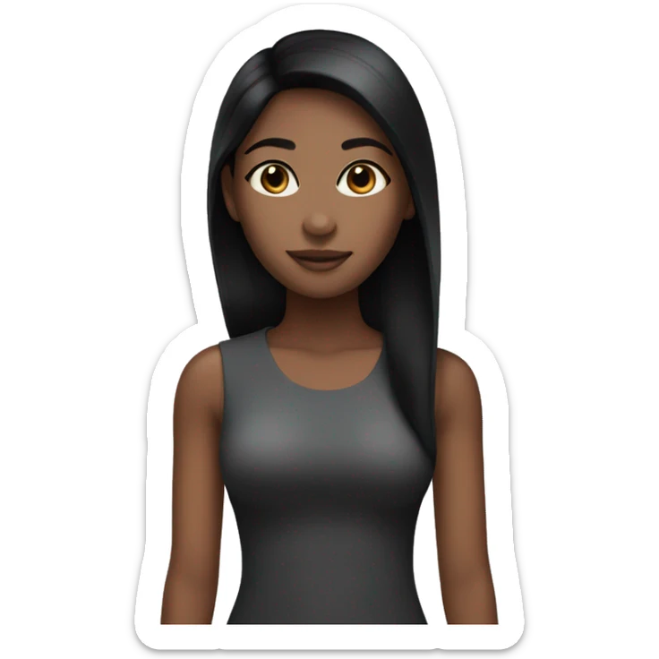 Brown skin girl with black straight hair  sticker