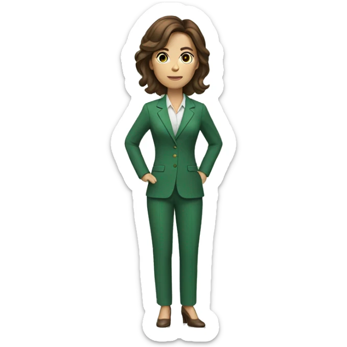 Woman with brown hair in green suit standing sticker