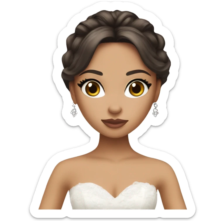 Bratz, bride, brunette hair, olive skin, hazel almond cat eyes sticker