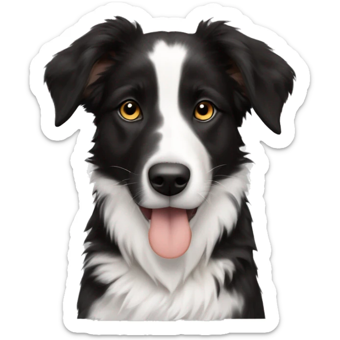 Puppy Savoy shepherd mix border collie, black & white, touch of brown on paws (muzzle right side is white) sticker