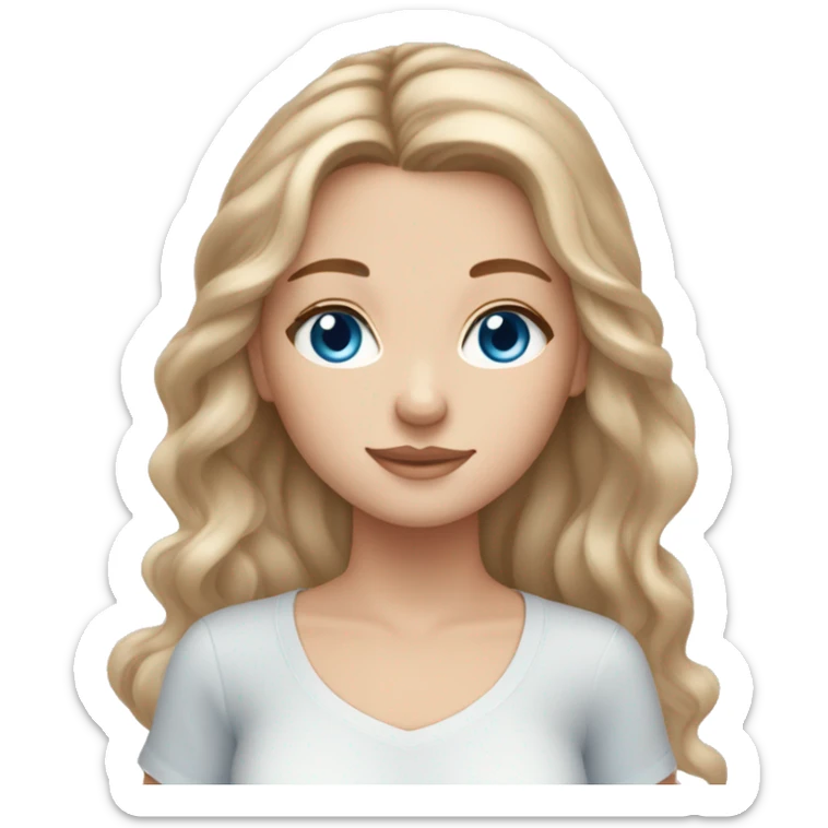 White girl with light brown hair skin care blue eyes sticker