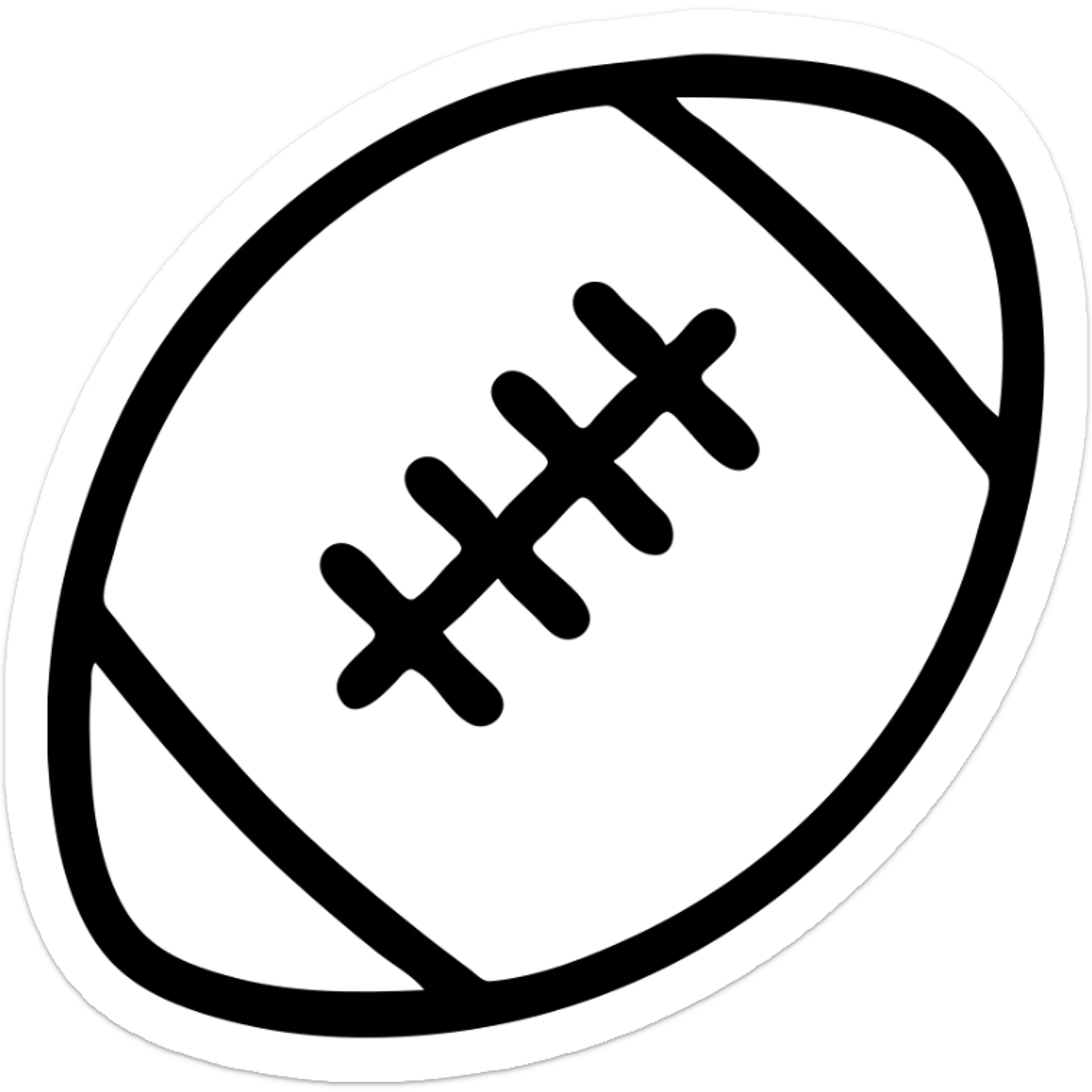 football icon, outlined style, no fill, strong black lines, minimalistic look sticker