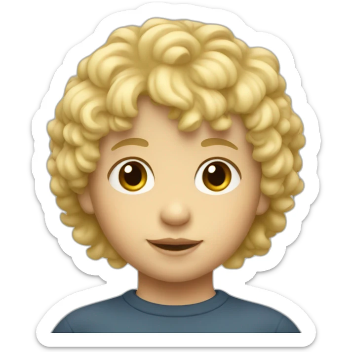 Toddler boy with short fringe and curly blonde mullet hairstyle sticker