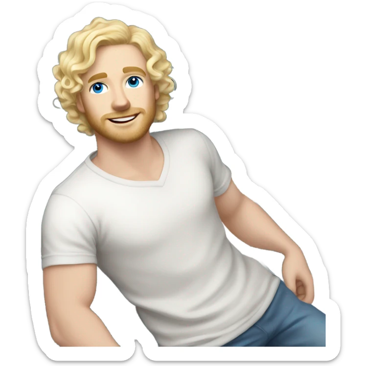 full body light curl blonde 30yo man blue eyed pale skin sticker