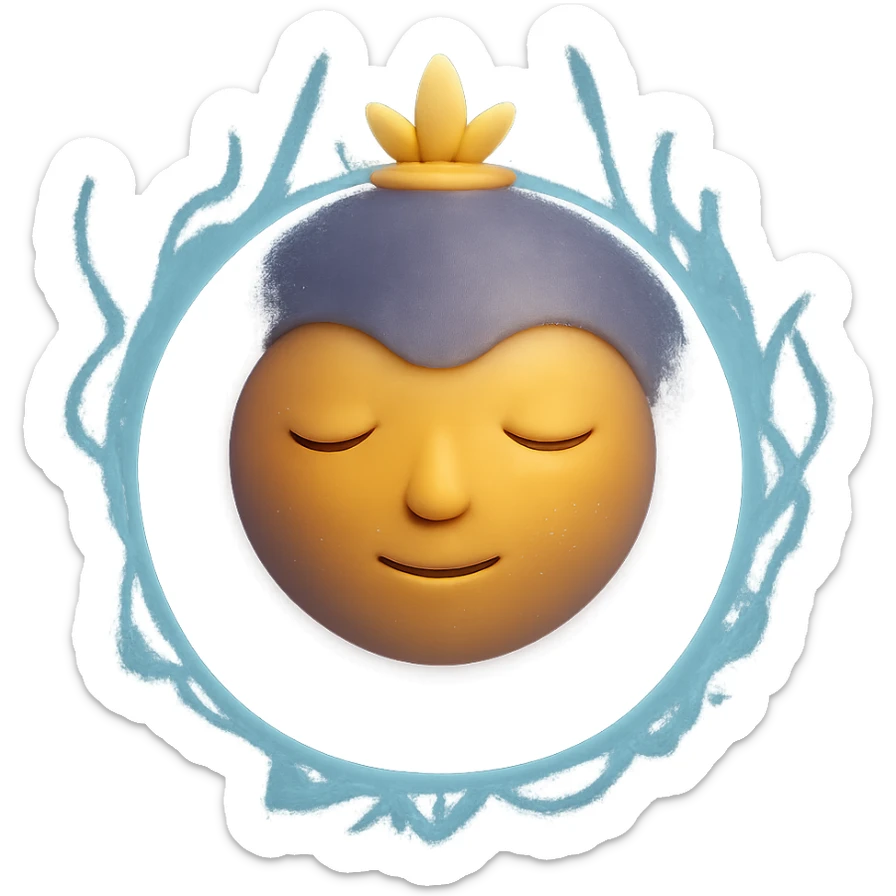Make the smile more subtle and gentle. Enhance the ball to feel like a mystical, magical aura guide, with ethereal glow and a sense of wisdom. Keep the 3D emoji style. sticker