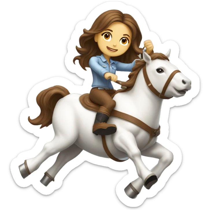 girl with white knee high boots and brown hair riding mechanical bull  sticker