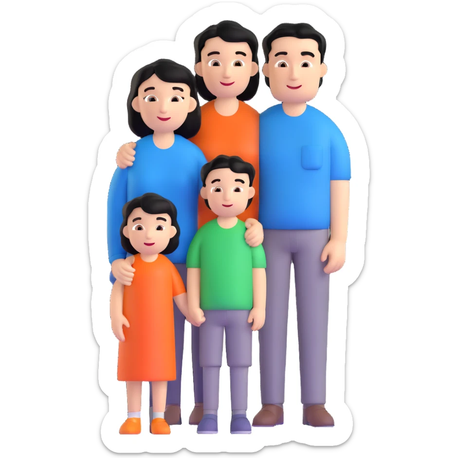 joyful caucasian family with black-haired father, mother and their young son sticker