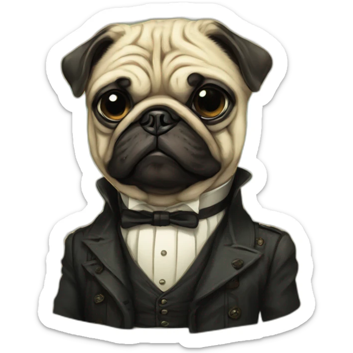 A cyberpunk pug in Art Nouveau style during 1910 sticker