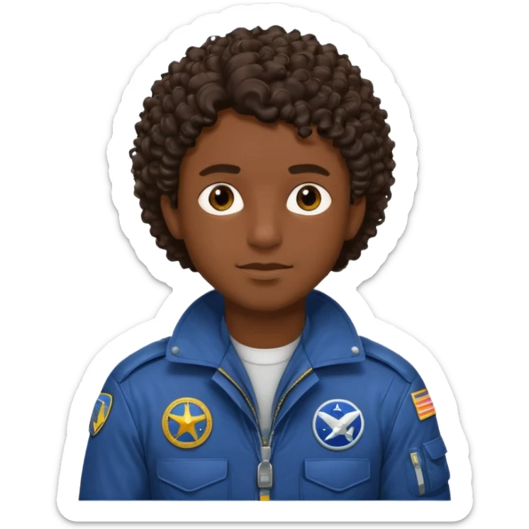 A male pilot with dark skin and close-cut curly hair sticker