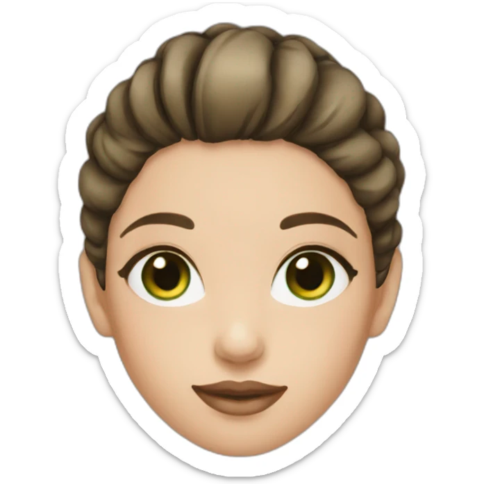 girl with green eyes, with bun and brunette hair sticker
