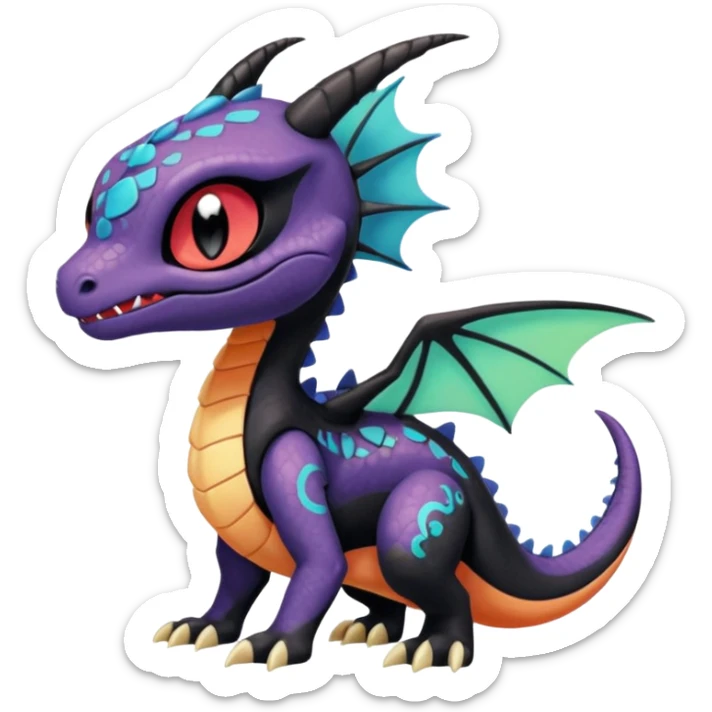 Meloetta-Salandit-Spyro-Toothless-Stitch-Pokémon-Fakémon-creature-hybrid sticker