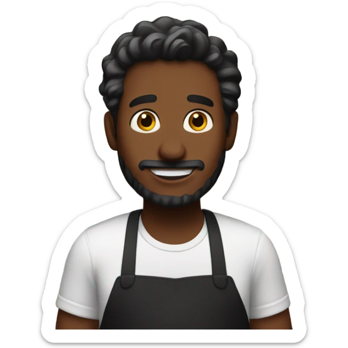 A Starbucks man wearing a black apron with a cup of coffee in his hand. sticker