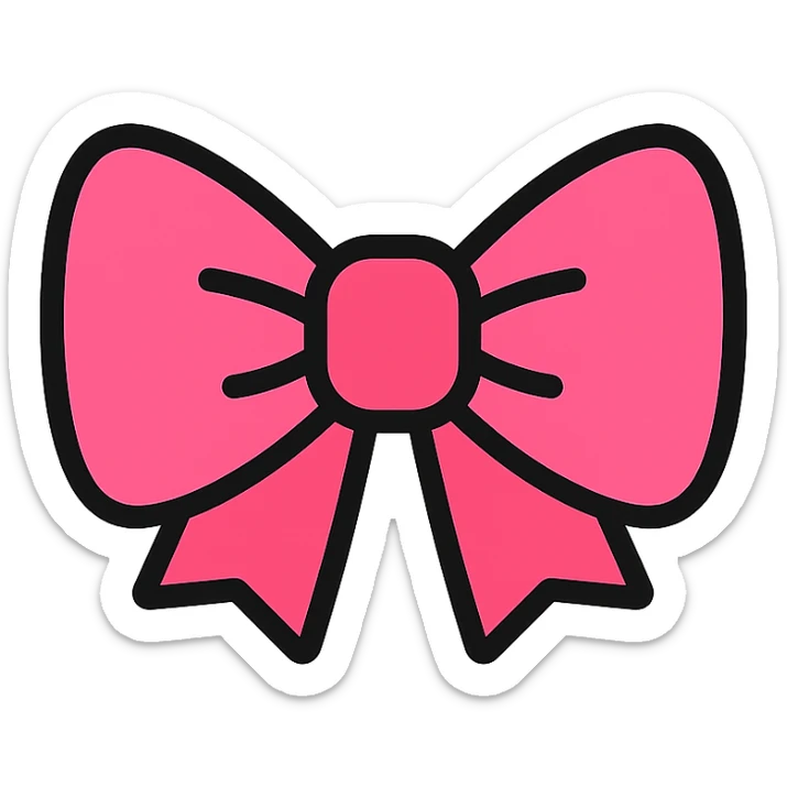 cute pink bow tie icon with color outline and black outlines sticker