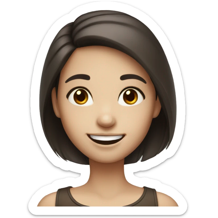 white Skin smiling girl with dark brown hair  sticker