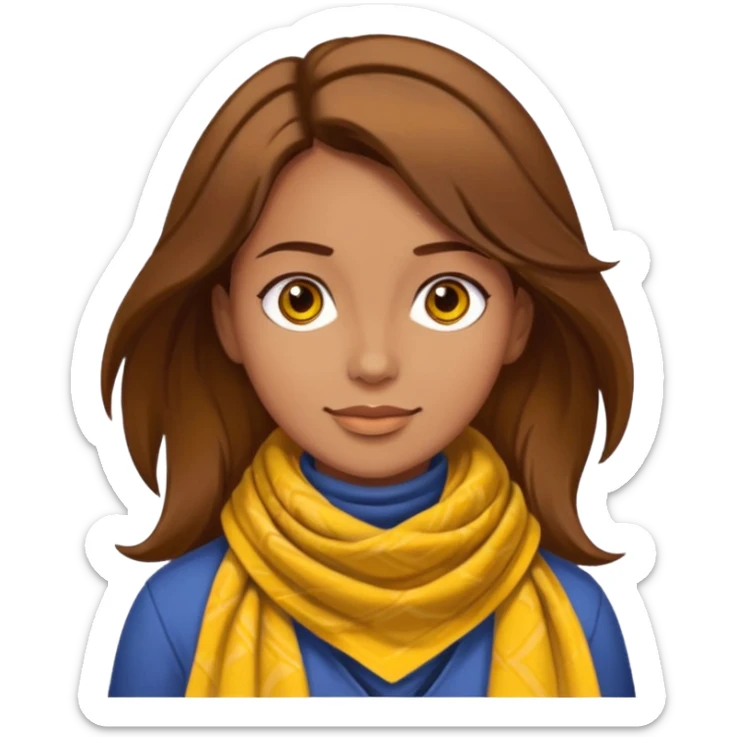 woman with brown hair wearing yellow Pathfinder scarf on neck sticker