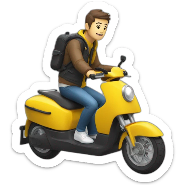 xiaomi trottinette homme chauve avec gilet jaune sticker