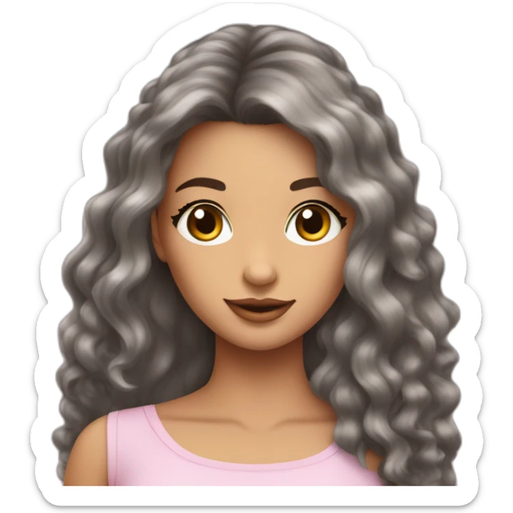 lola cheuveux brun long lise avec des cils et une peaux claire sticker