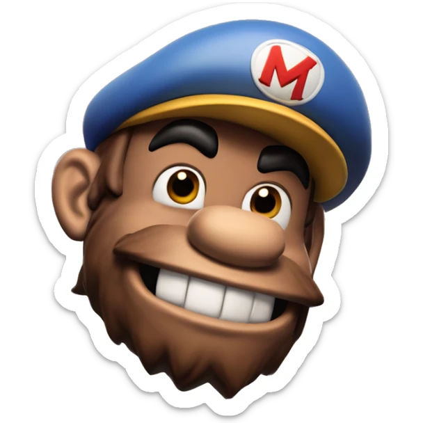 Swedish Mario in Donkey Kong style, oil paint, epic eyes, intricate lips, exquisite pose, beautiful, desirable, logical, Midsommar  sticker