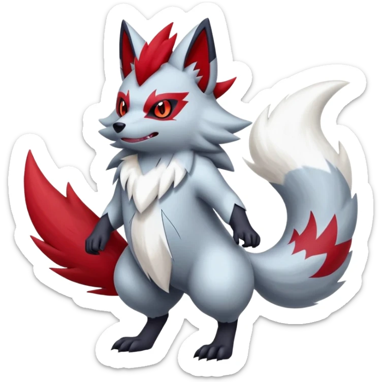 Zorua-Zoroark-Zangoose-Fakémon-hybrid-creature (full body)  sticker