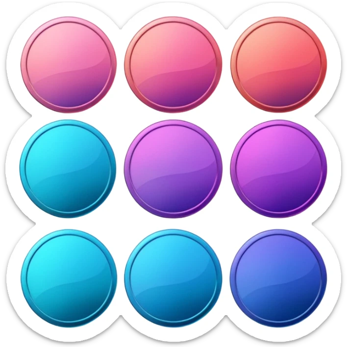 coins  pack in gradient of turquoise, blue, pink, purple, and coral color sticker