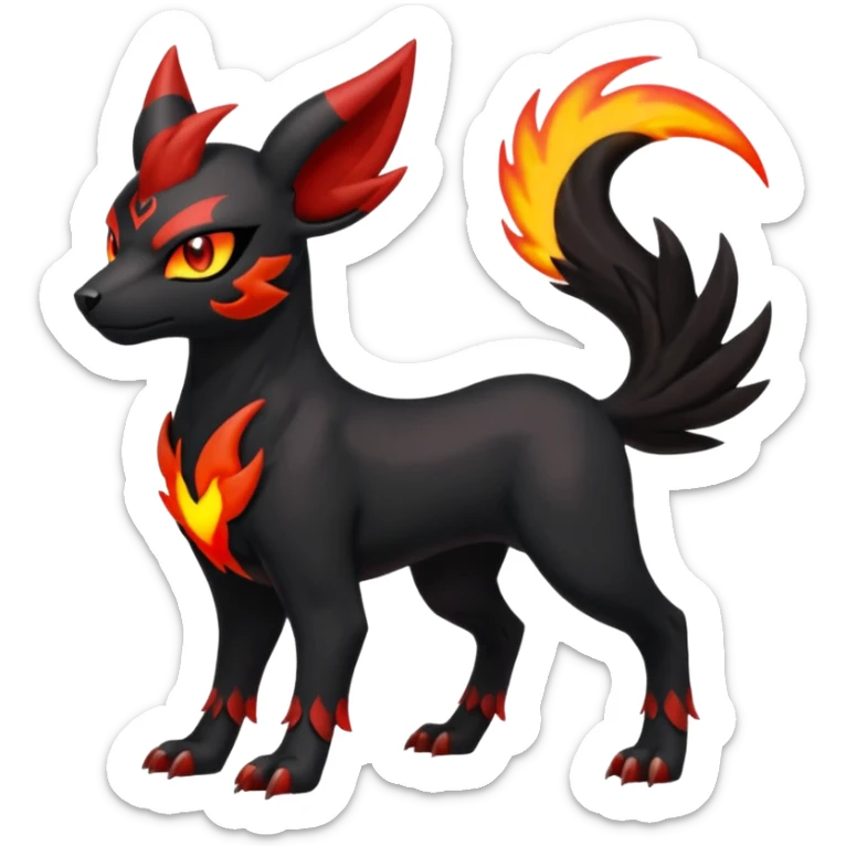 Darkrai-Litten-Houndoom-Meloetta-Fakémon-creature-hybrid-fusion, full body sticker