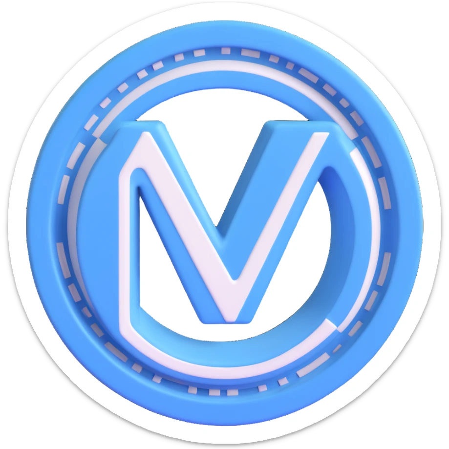 3D circular pattern, blue-white V and W letter motif, Volkswagen style, no brand name sticker