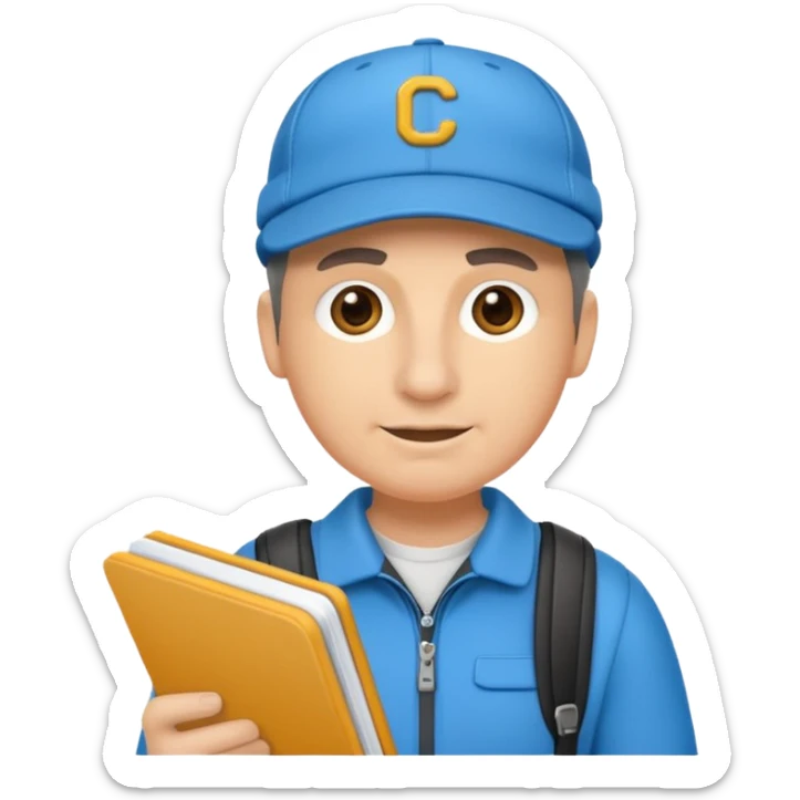 génère moi un émoji d'un coach avec un cahier dans la main un sifflet et une casquette sticker