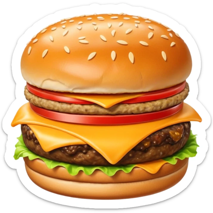 i want the Gooey Cheeseburger in 5–20° gentle bird’s-eye angle

 sticker