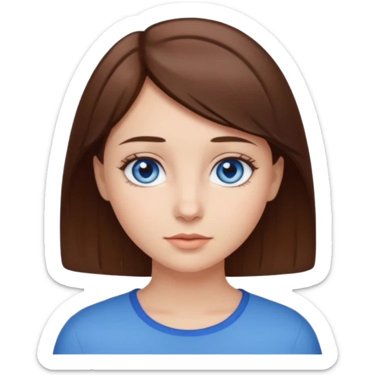 Girl with short brown hair and blue eyes sticker