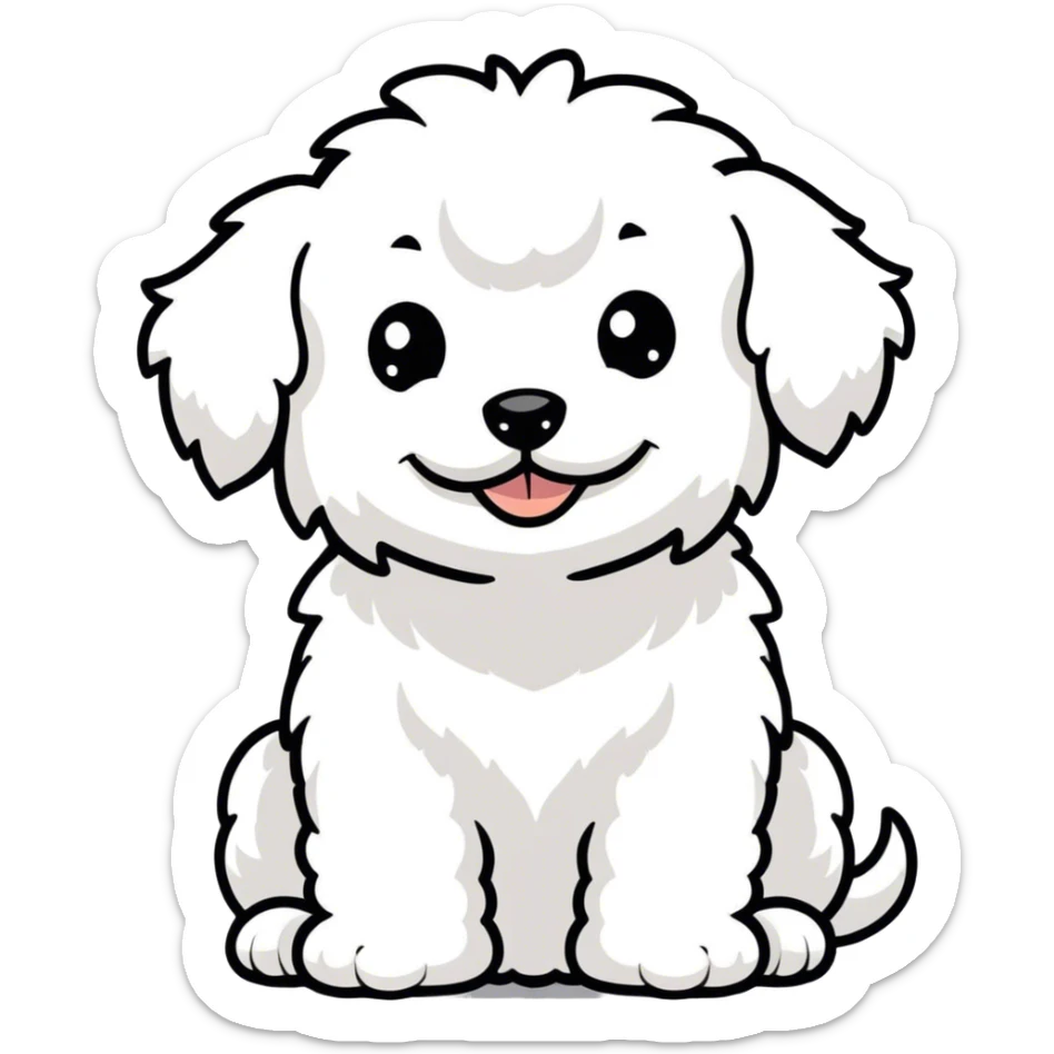 White dog with curly hair (maltipoo) giving the middle finger  sticker