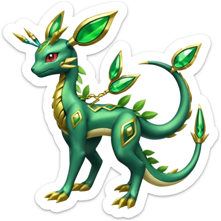 Shiny 4-legged Electrike-Rayquaza-Virizion-Zygarde-Leafeon-fusion, full body sticker