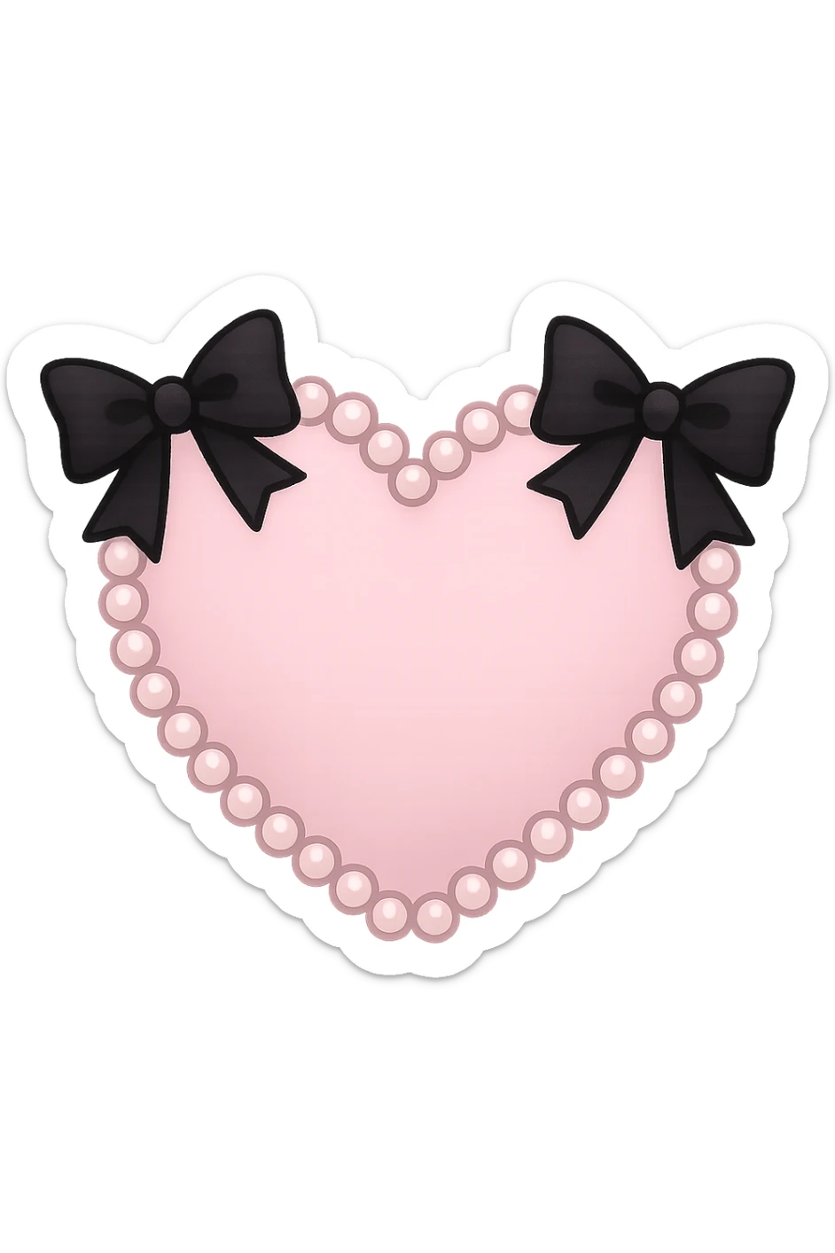 pastel goth heart with black bows and pearls, soft pink and black, cute gothic style, remove background sticker